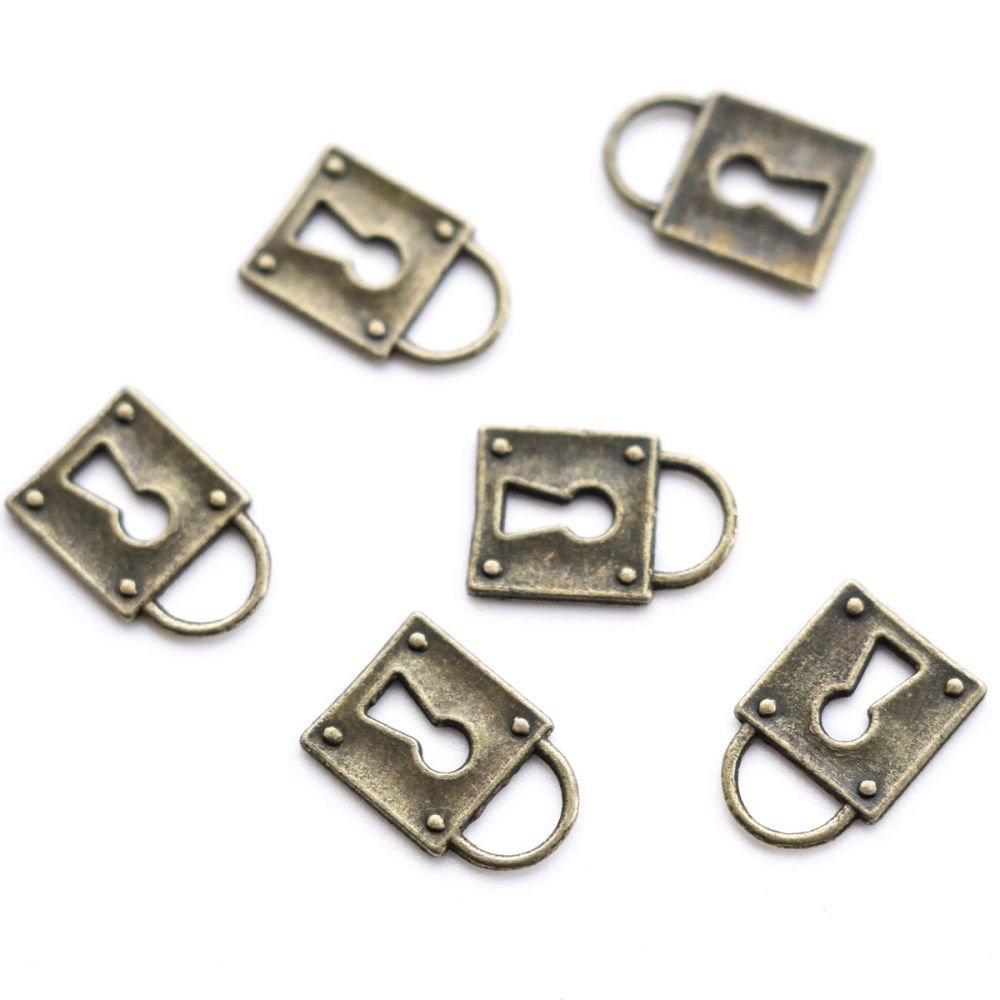 подвеска металлическая "замок", цвет античная бронза, 15x11x1 мм