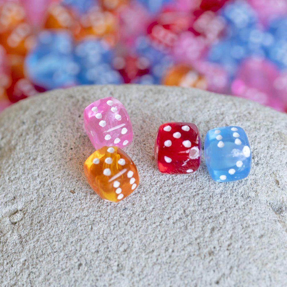 бусина, акрил "игральные кости", цветовой микс, 8х8х8 мм
