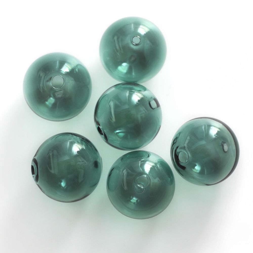 бусина, лэмпворк "шар", блеклый изумрудный, 18х17 мм