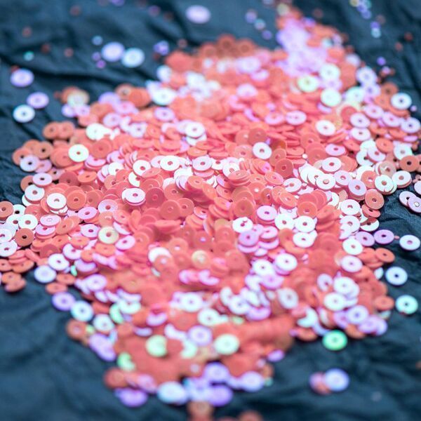 пайетки плоские, пыльный розовый радужный, 4 мм