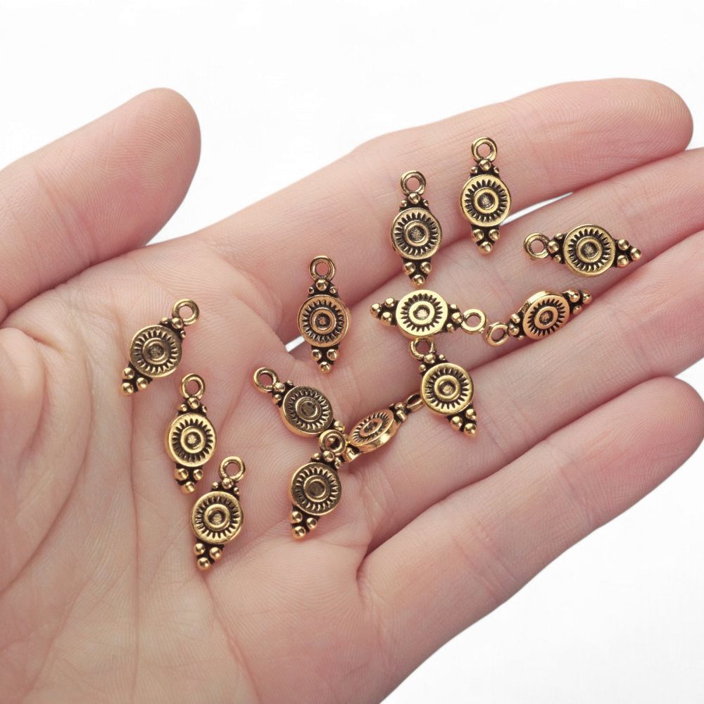 подвеска металл "митра", цвет античное золото, 16x7x1.5 мм