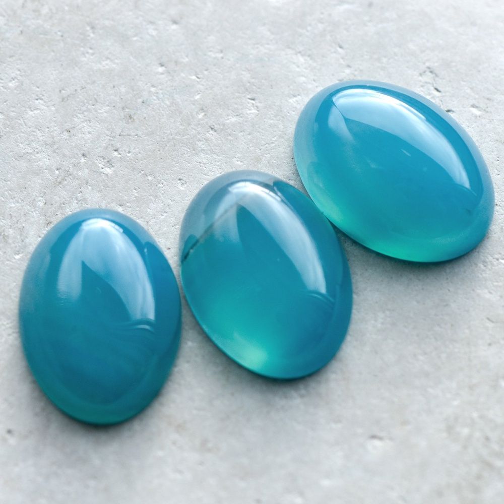 кабошон агат овальный, цвет голубой, 18x13x6 мм