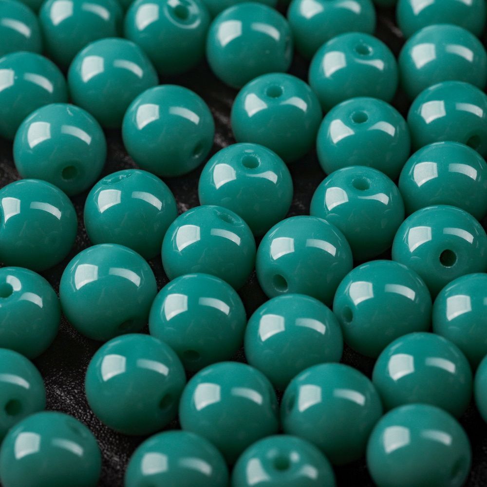 бусина, стекло 10, цвет св. малахитовый, 10 мм