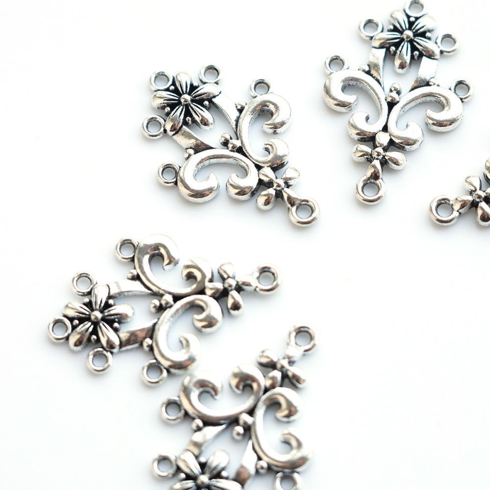 коннектор "кончетта", цвет античное серебро, 35x24x2 мм