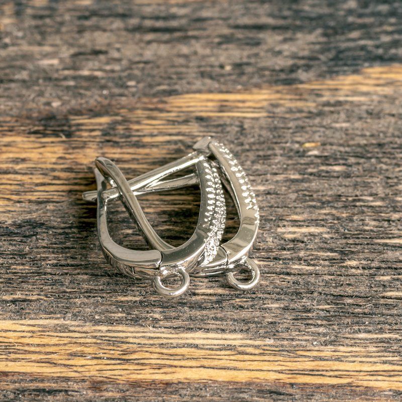 швензы "стелла", с цирконием, цвет платина, 18х11х1.5 мм 