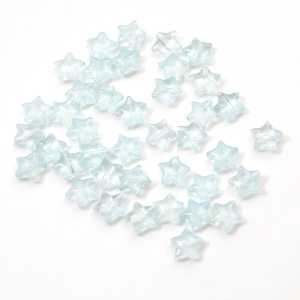 бусина "звездочка", стекло, цвет бирюзовый светлый, 10x10x4 мм