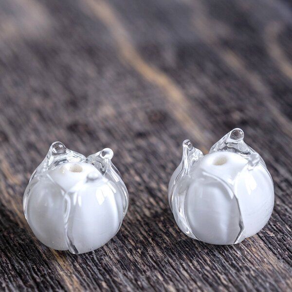 бусина, мурано "бутончик", белый, 13х12 мм