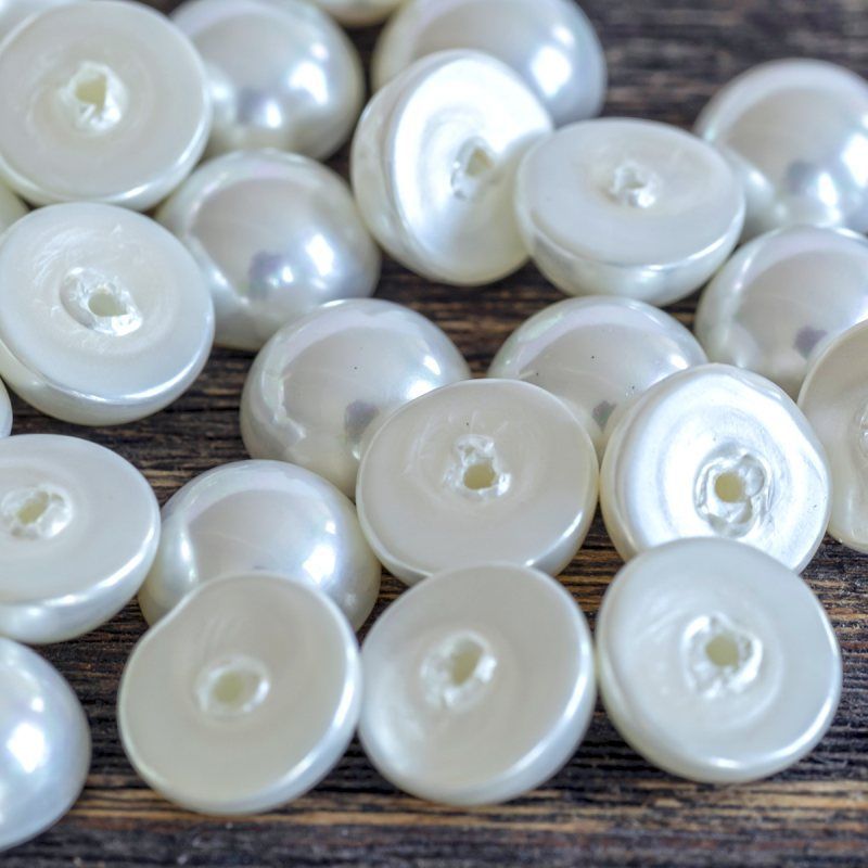 ракушечный жемчуг кабошон круглый, цвет белый, 10х6 мм