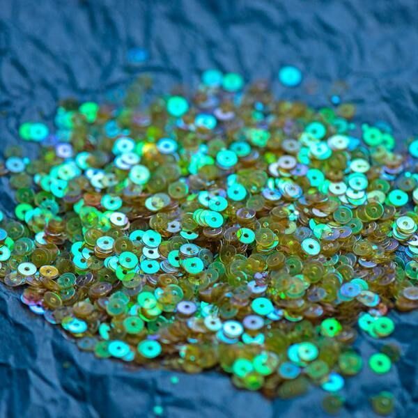 пайетки плоские, терракотово-оливковый радужный, 4 мм