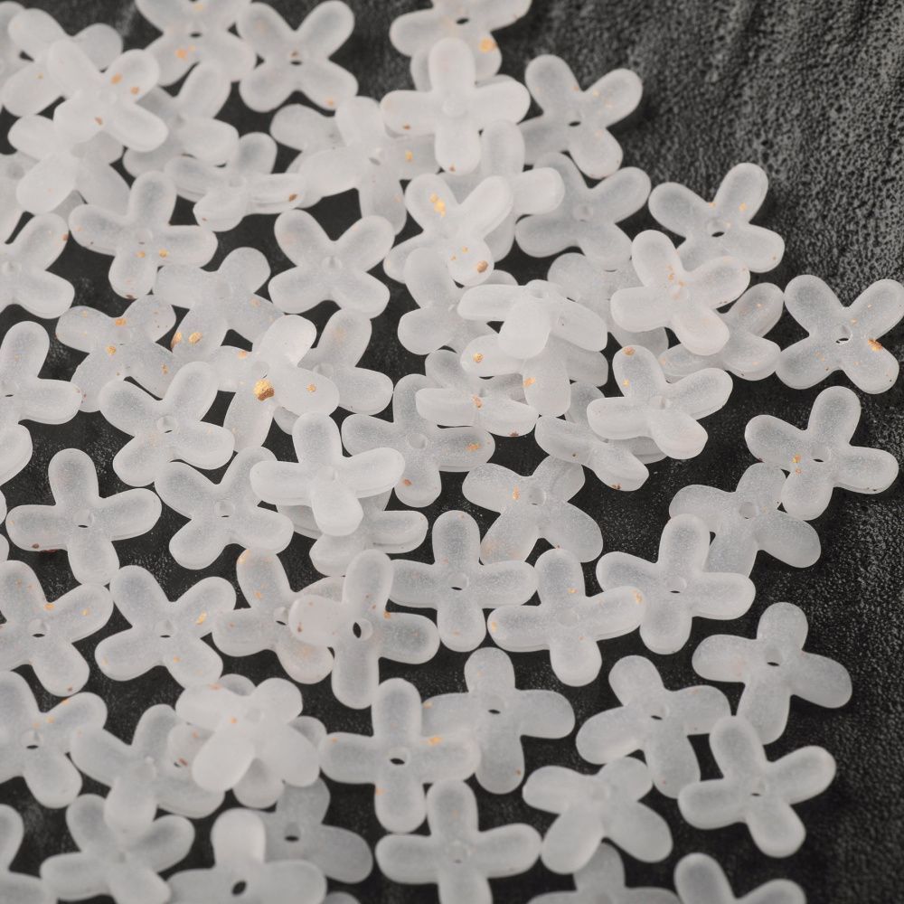 бусина, акрил "клематис", матовая, цвет белый, 11.5x11.5x3 мм