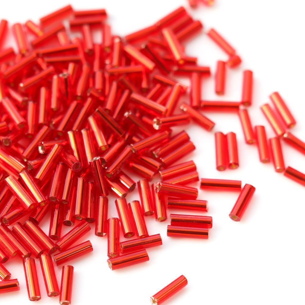 бисер "радуга", стеклярус, цвет алый/серебряный (уп 7 г)