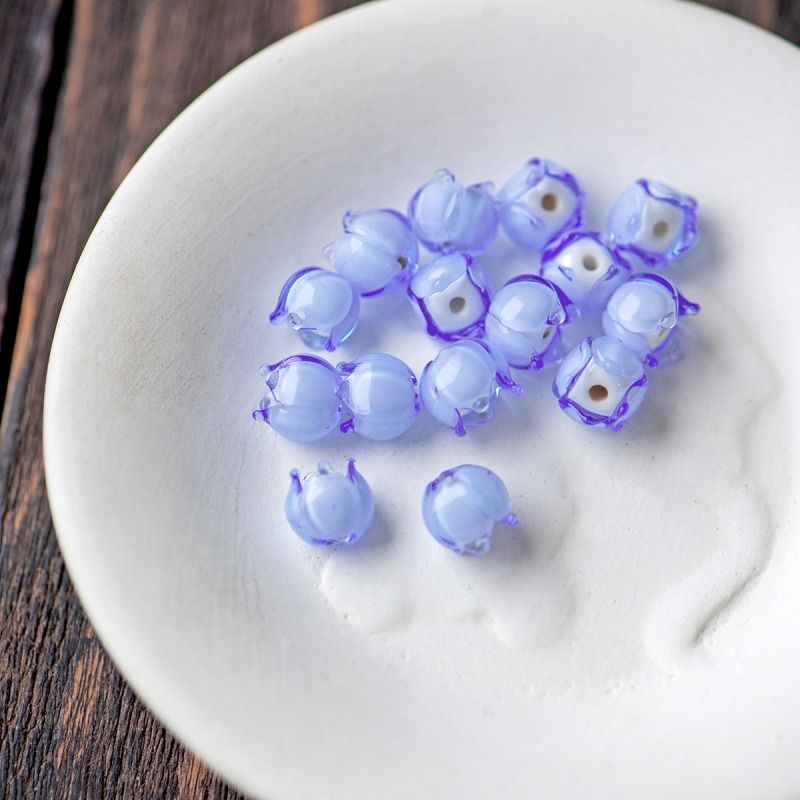 бусина, мурано "ландыш", светло-барвинковый, 7х7 мм