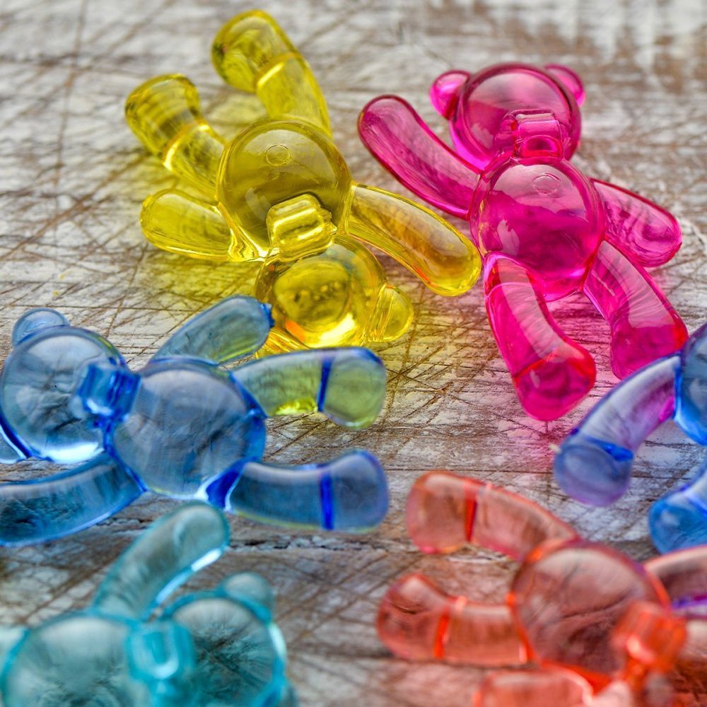 подвеска акриловая "мишутка прозрачный", цветовой микс, 37x28x13 мм