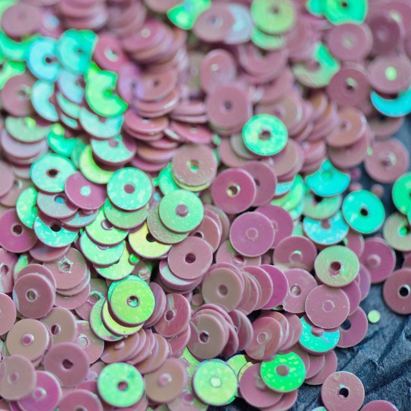 пайетки плоские, мрачно-розовый радужный, 4 мм