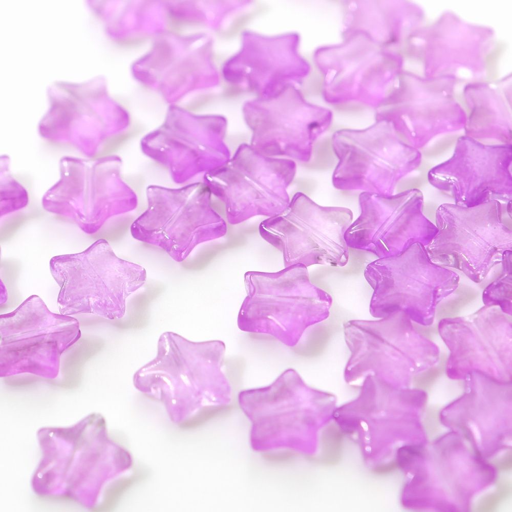 бусина "звездочка", стекло, цвет сиреневый, 10x10x4 мм