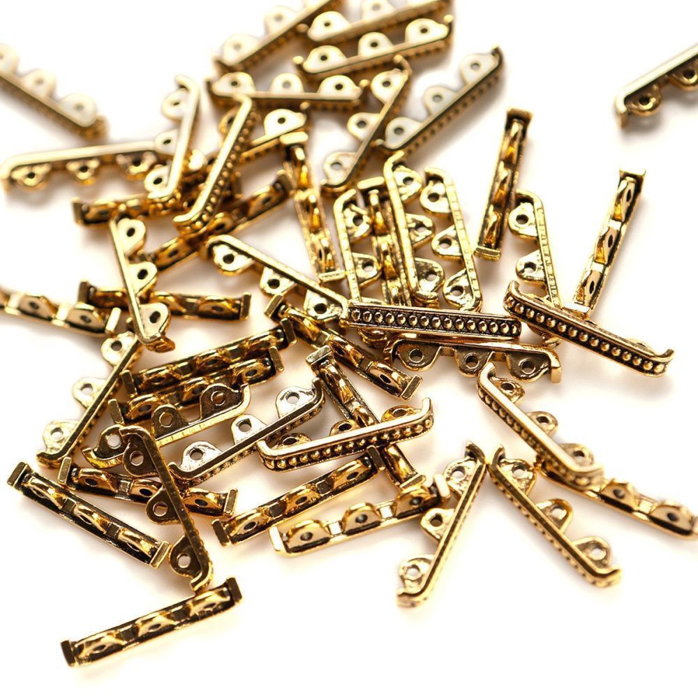 разделитель тройной "планка", цвет античное золото, 24x4x6 мм