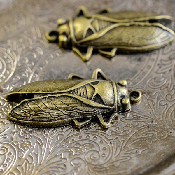 подвеска металлическая "цикада", цвет античная бронза, 61x33 мм