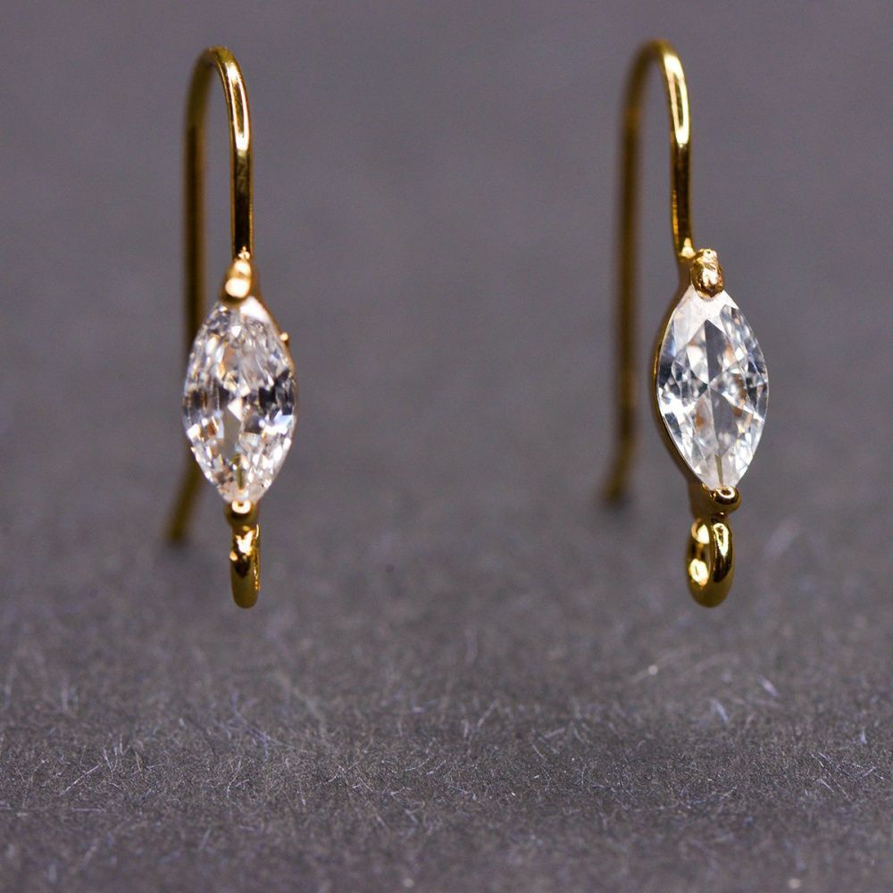 швензы "оливия", с цирконием, позолоченные, 18x4 мм 