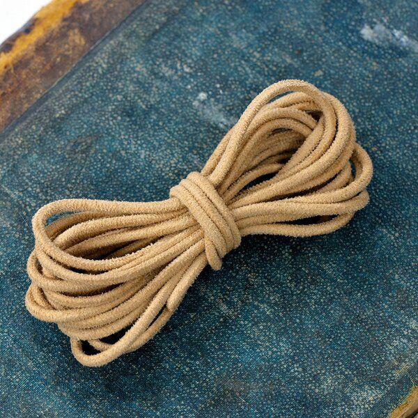 шнур из искусственной замши, круглый, бежевый, 3 мм
