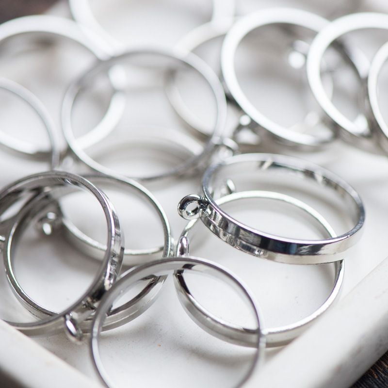 сеттинг-рамка "раунд", цвет платина, 32.5x28.5x4.5 мм