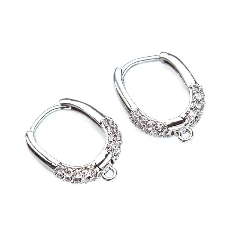 швензы "аделайн", с цирконием, цвет платина, 17x12.5x4 мм 