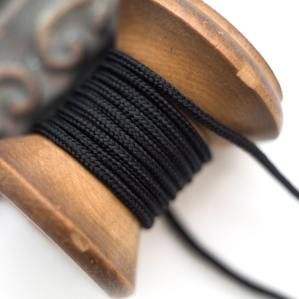 шнур, полиэстер, паракорд, цвет черный, 2 мм  