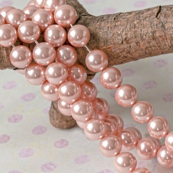 ракушечный жемчуг круглый, класс "а", цвет персиковый, 8 мм