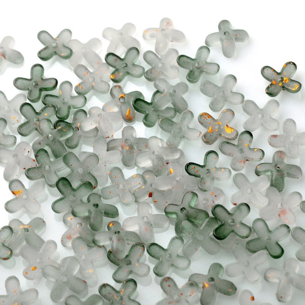 бусина, акрил "клематис", матовая, цвет полынный, 11.5x11.5x3 мм