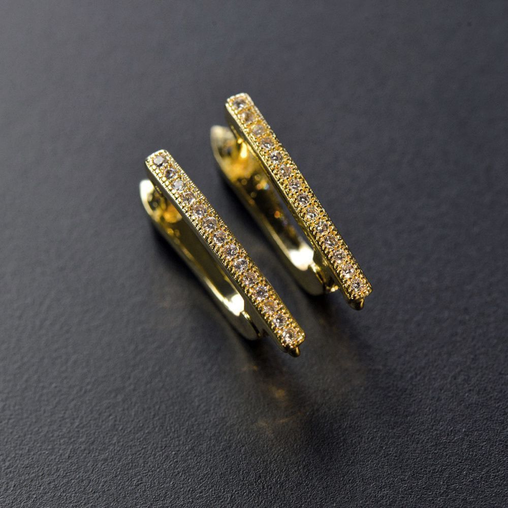 швензы "трек", с цирконием, цвет золото, 19x12x2 мм