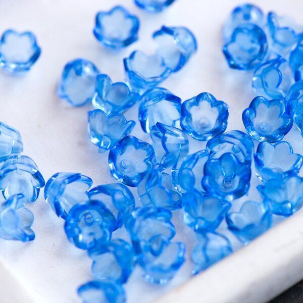 бусина, акрил "ландыш", цвет голубой прозрачный, 10х6 мм