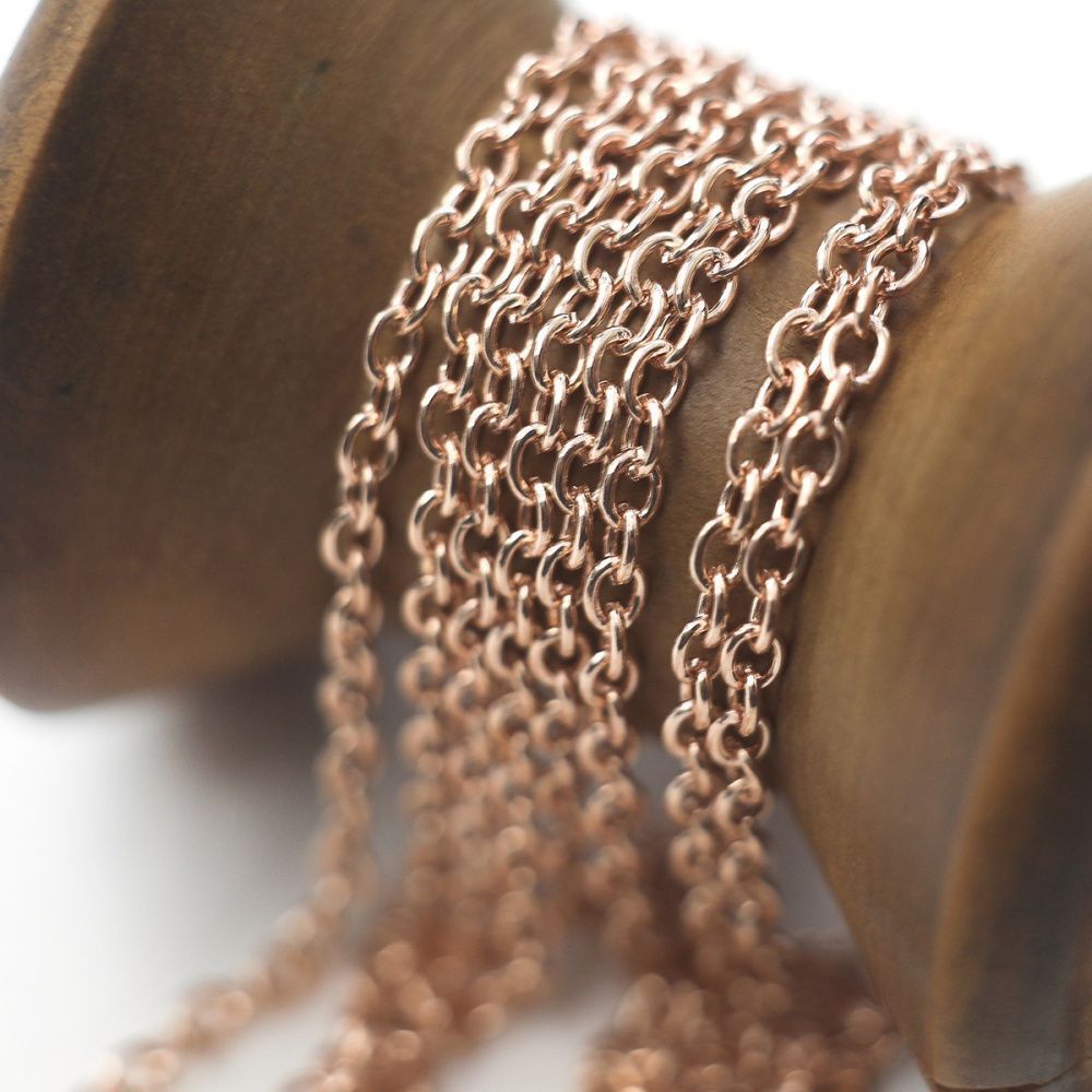 цепочка "кросс", цвет золото розовое, звено 3x2x0.5 мм