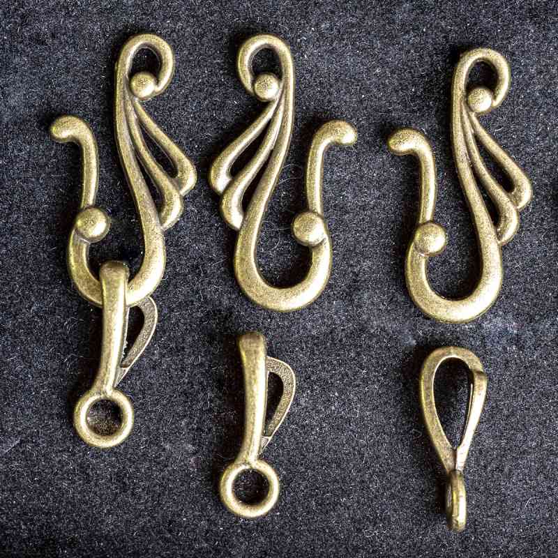 Замочки тоггл "скролл", цвет античная бронза, 25x12x16 мм