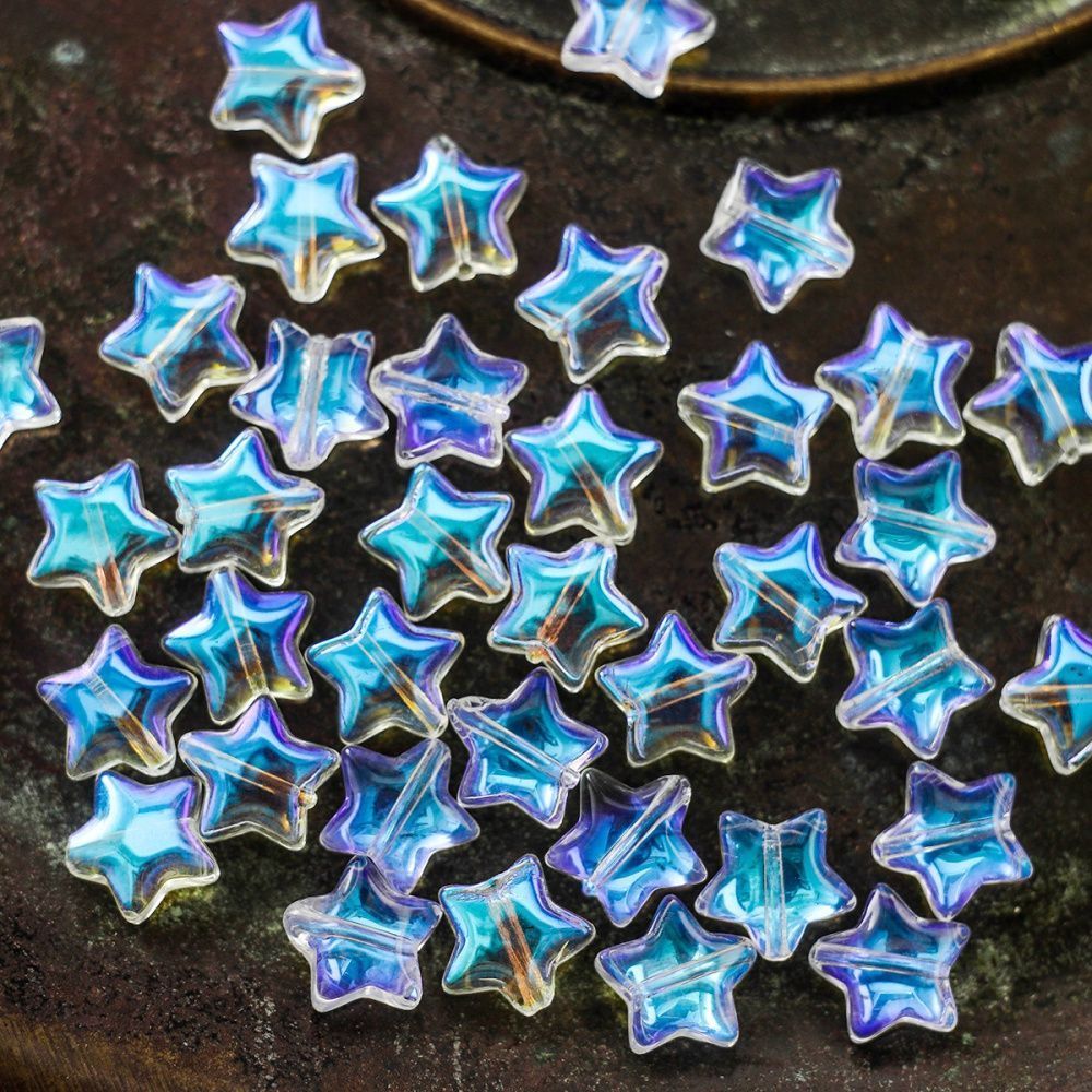 бусина "звездочка", стекло, цвет прозрачный ав, 10x10x4 мм