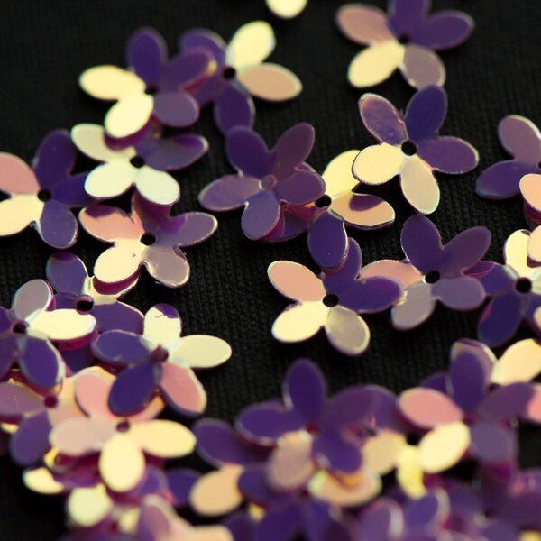 пайетки-цветочки, цвет розовый/радужный, 10 мм
