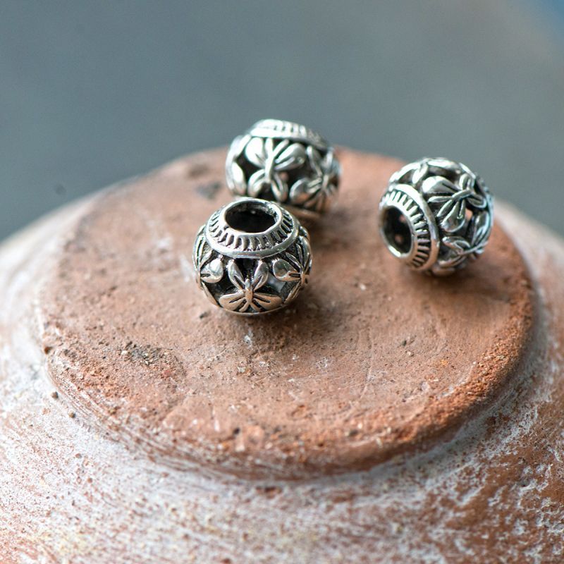 ес бусина металл "батерфляй", цвет античное серебро, 10x9 мм