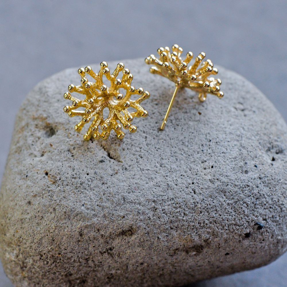 пуссеты "коралл", позолоченные, 20x20 мм