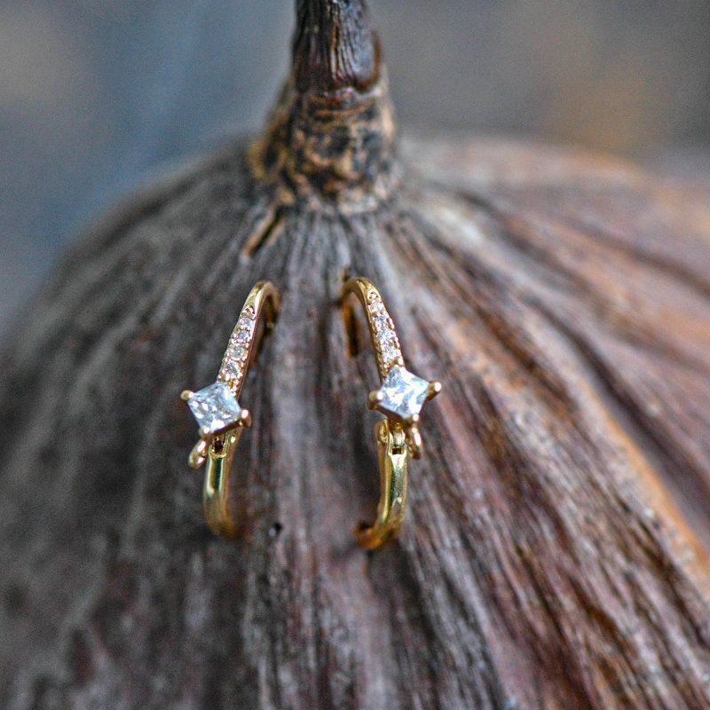 швензы "люкс", с цирконием, позолоченные, 18x11.5x5 мм 