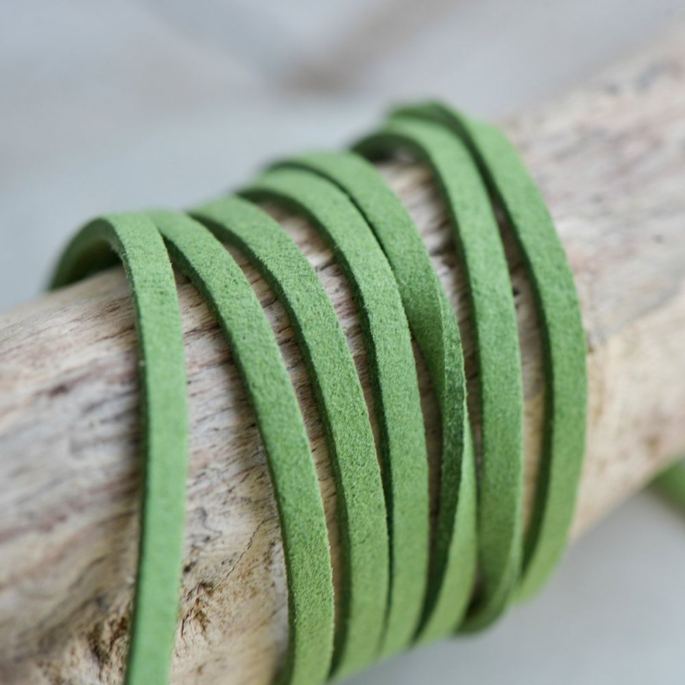 шнур из искусственной замши, светло-зеленый, 3х1.5 мм