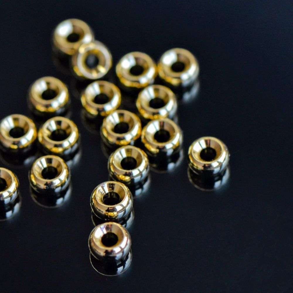 бусина-разделитель, металл "рондель", позолота 18k, 5x3 мм