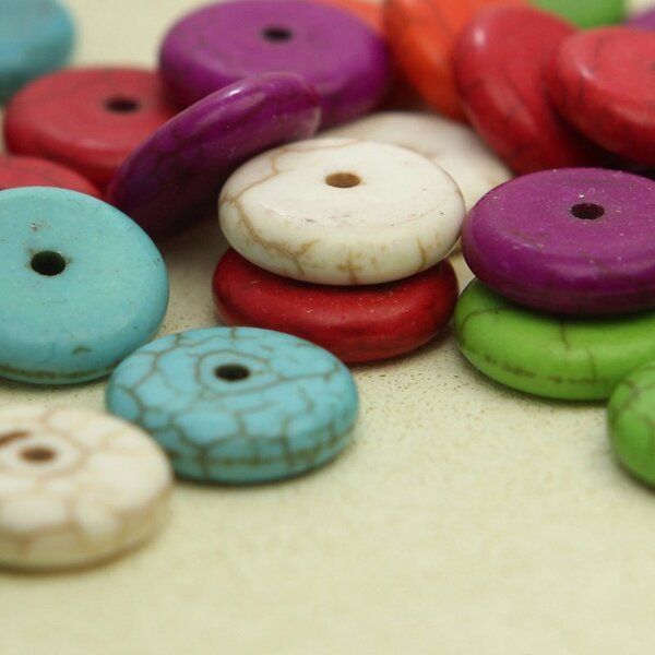 бусина говлит (хаулит) плоская, цветовой микс, 12х3 мм