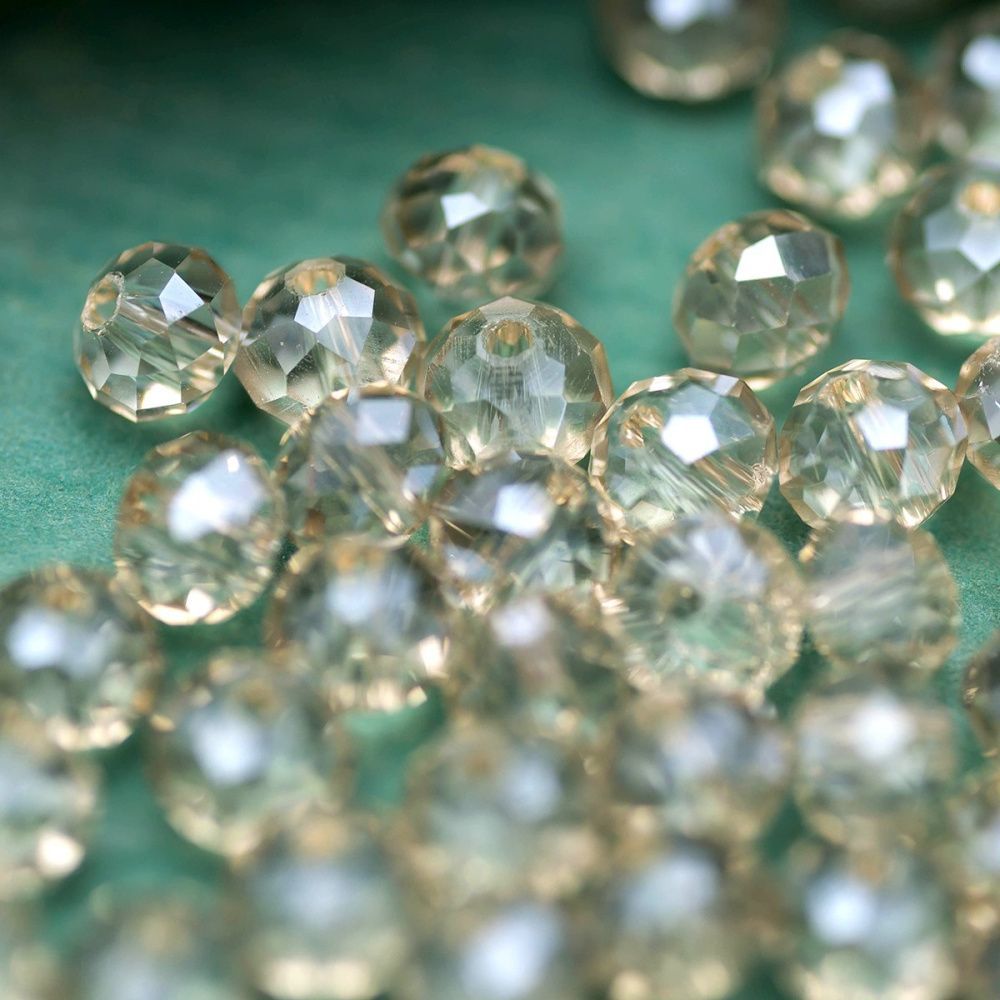 бусина, стекло абакус 6, граненая, цвет шампанского, 6х4 мм