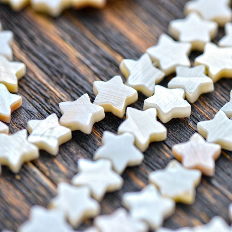 бусина из ракушки, "звездочка", цвет белый преламутр, 9.5x10x3 мм