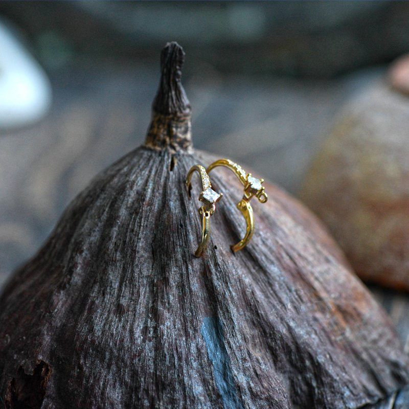 швензы "люкс", с цирконием, позолоченные, 18x11.5x5 мм 