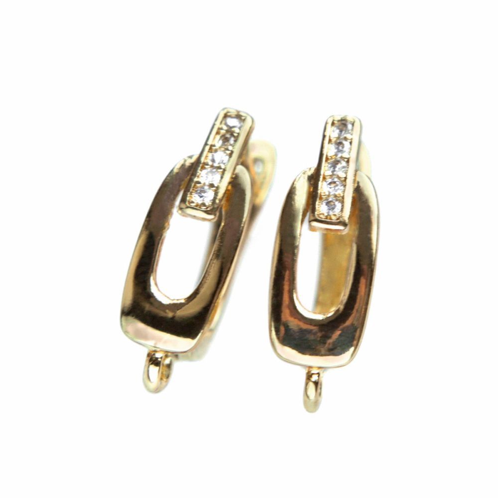 швензы "клеменс", с цирконием, цвет золото, 17.5x6x11.5 мм