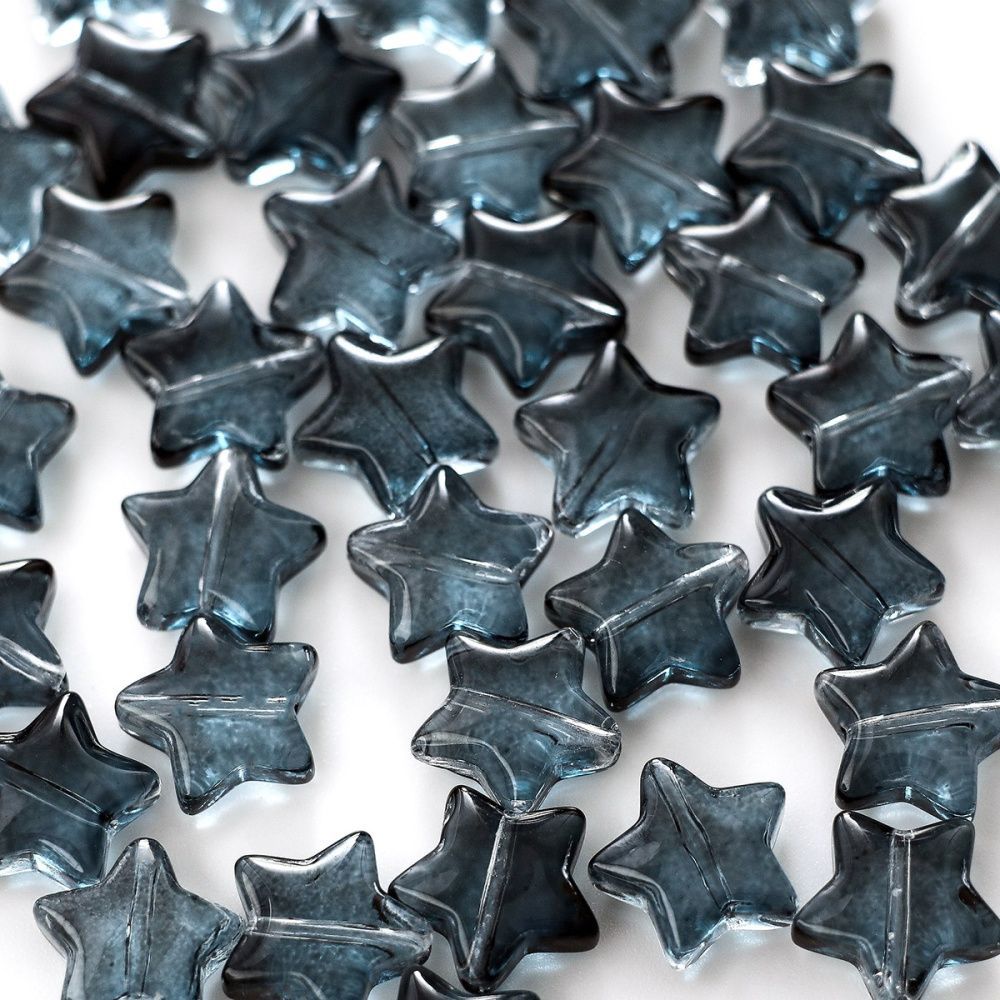 бусина "звездочка", стекло, цвет синий темный, 10x10x4 мм