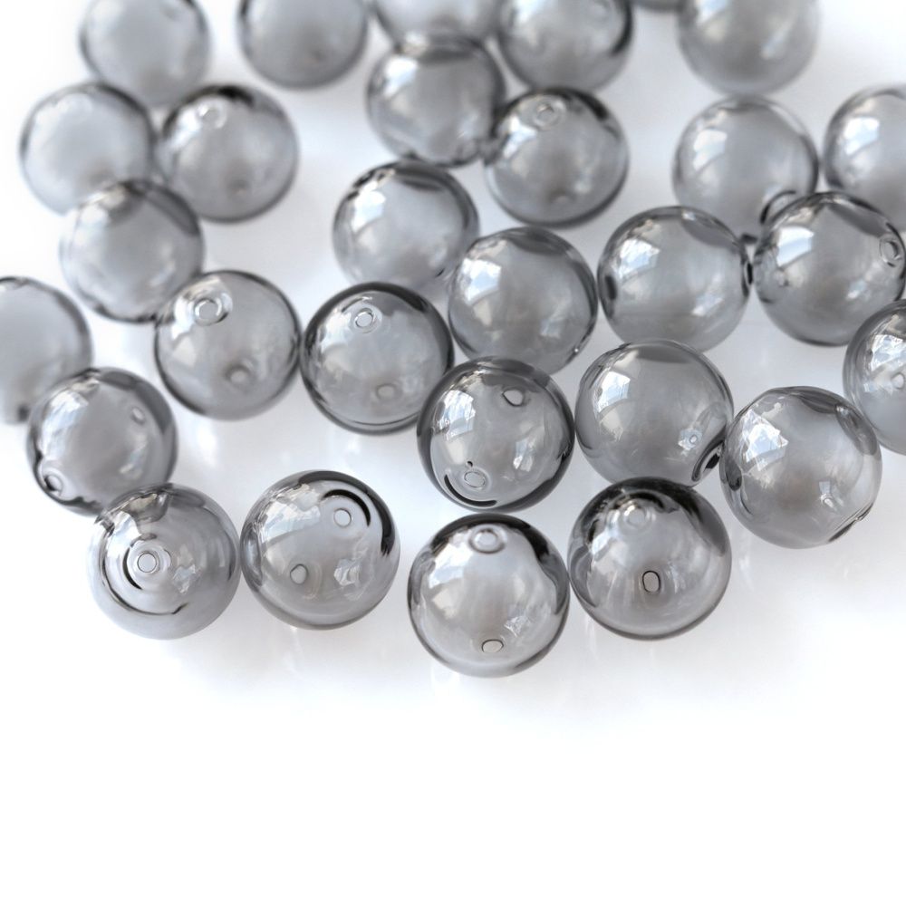 бусина, лэмпворк "шар", серый, 14 мм