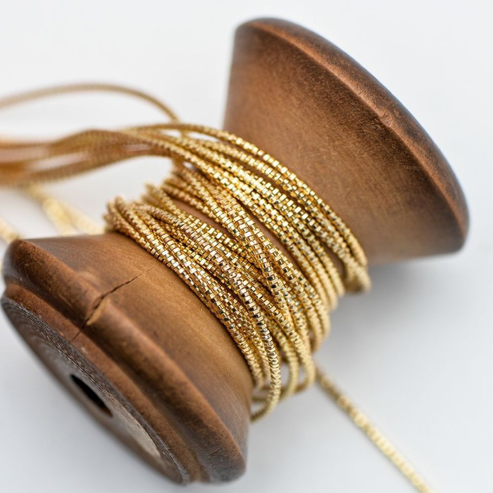 канитель трунцал, цвет светлое золото, 1.2 мм