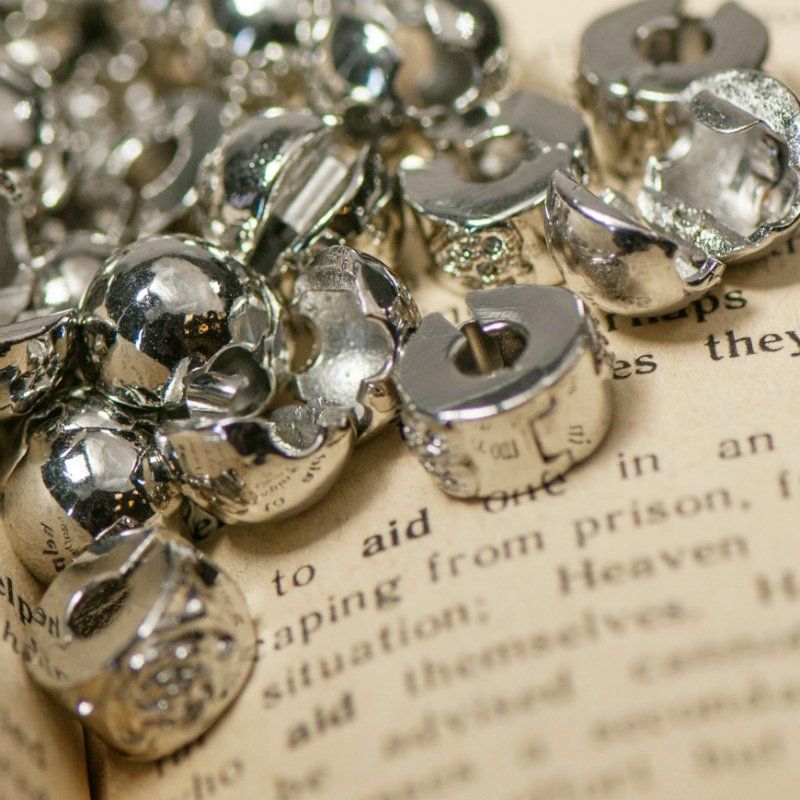 ес бусина-застежка, цвет платина, 9х5 мм