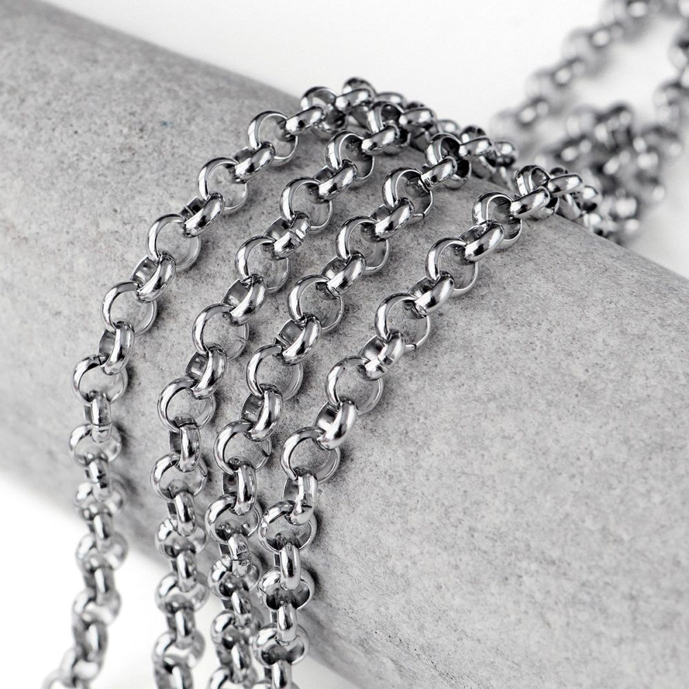 цепочка "раунд 304", цвет стальной, звено 6x2 мм