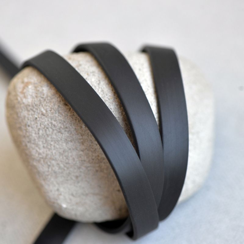 шнур резиновый, плоский, цвет черный, 10х2 мм